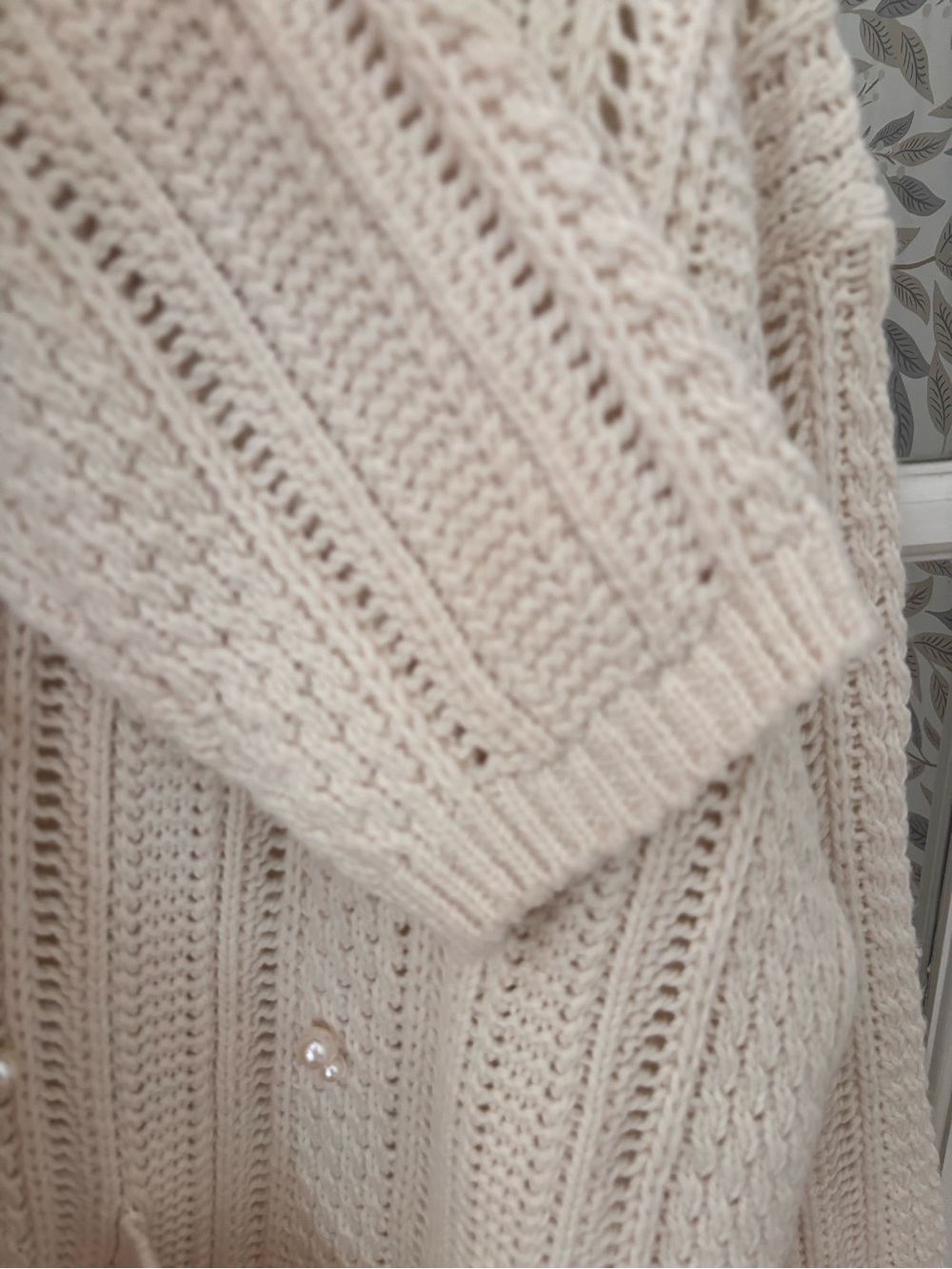 FUTURE COLLECTIVE Oversized Chunky Cardigan Sweater w/ Faux Pearl Accents Sz XX - Picture 7 of 12